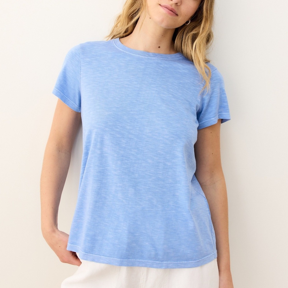 Marine Layer Women's Swing Crew Tee Short Sleeve Shirt Blue XL